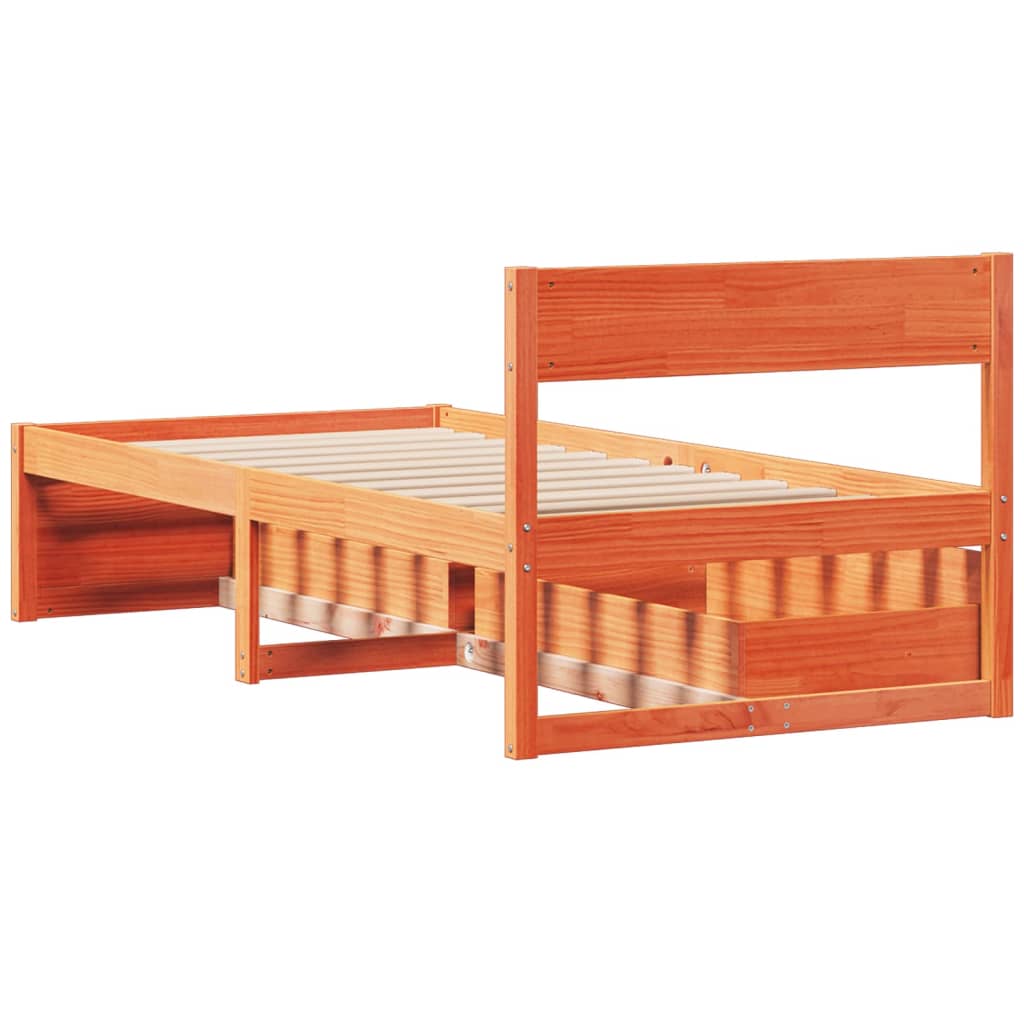 Bedframe zonder matras massief grenenhout wasbruin 90x190 cm is nu te koop bij PeponiXL, paradijselijk wonen!