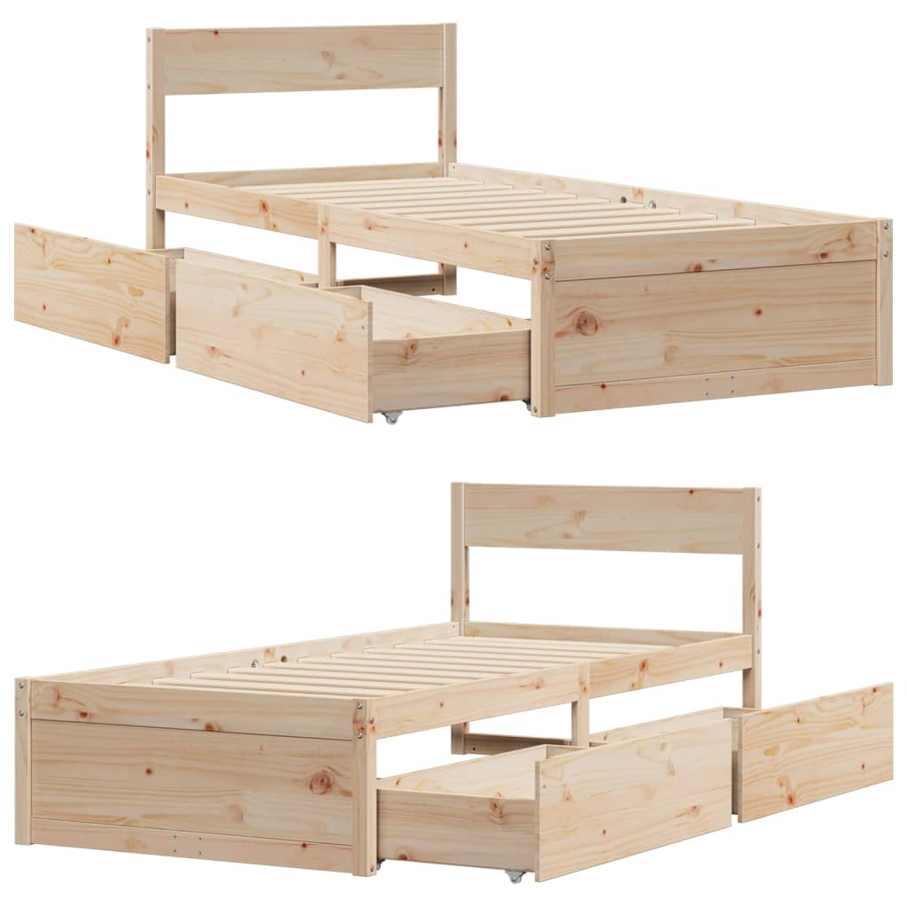 Bedframe zonder matras massief grenenhout 75x190 cm is nu te koop bij PeponiXL, paradijselijk wonen!