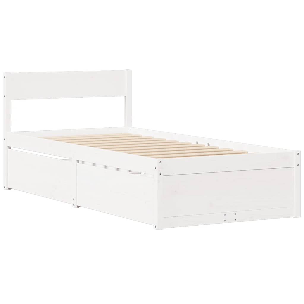 Bedframe zonder matras massief grenenhout wit 75x190 cm is nu te koop bij PeponiXL, paradijselijk wonen!