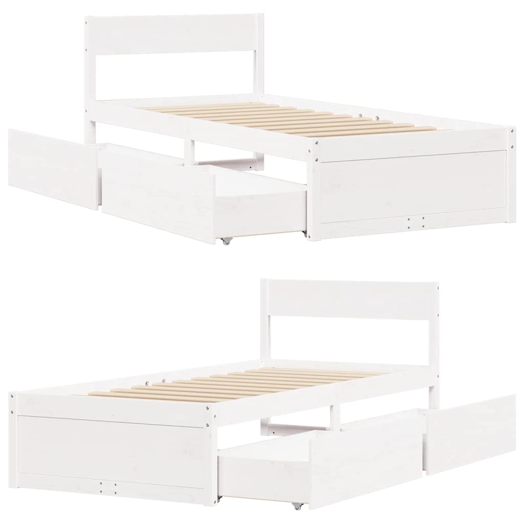 Bedframe zonder matras massief grenenhout wit 75x190 cm is nu te koop bij PeponiXL, paradijselijk wonen!