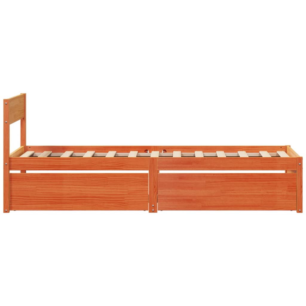 Bedframe zonder matras massief grenenhout wasbruin 75x190 cm is nu te koop bij PeponiXL, paradijselijk wonen!