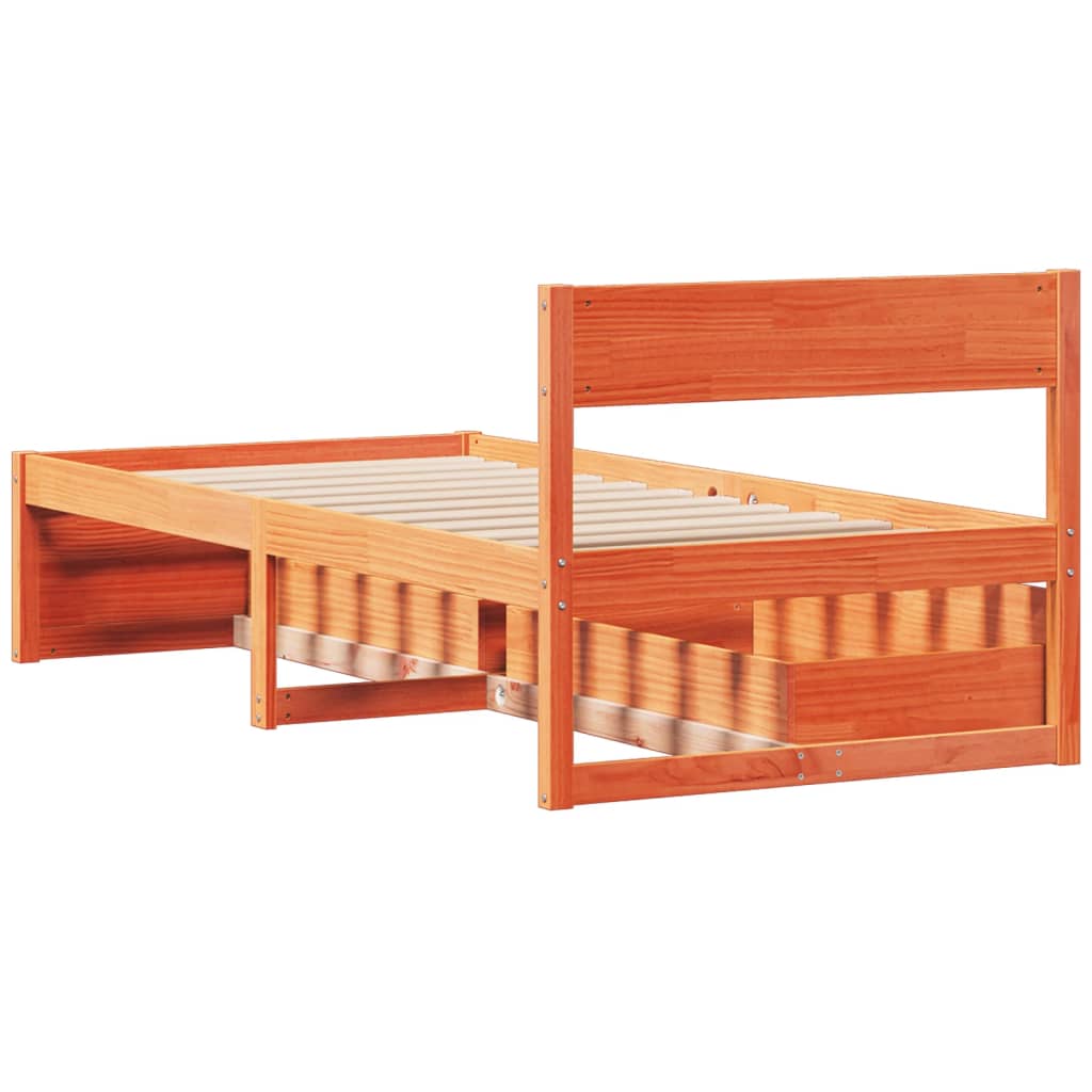 Bedframe zonder matras massief grenenhout wasbruin 75x190 cm is nu te koop bij PeponiXL, paradijselijk wonen!