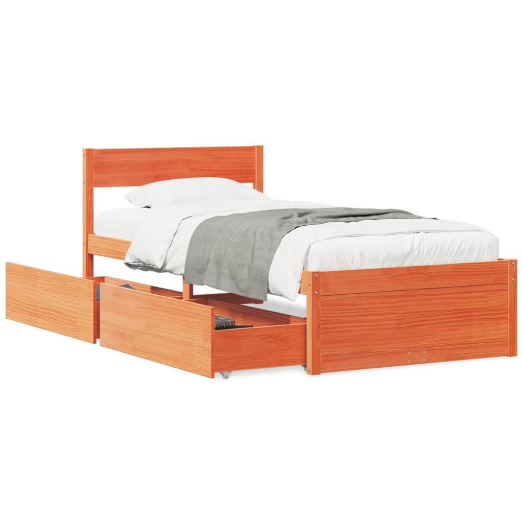 Bedframe zonder matras massief grenenhout wasbruin 75x190 cm is nu te koop bij PeponiXL, paradijselijk wonen!