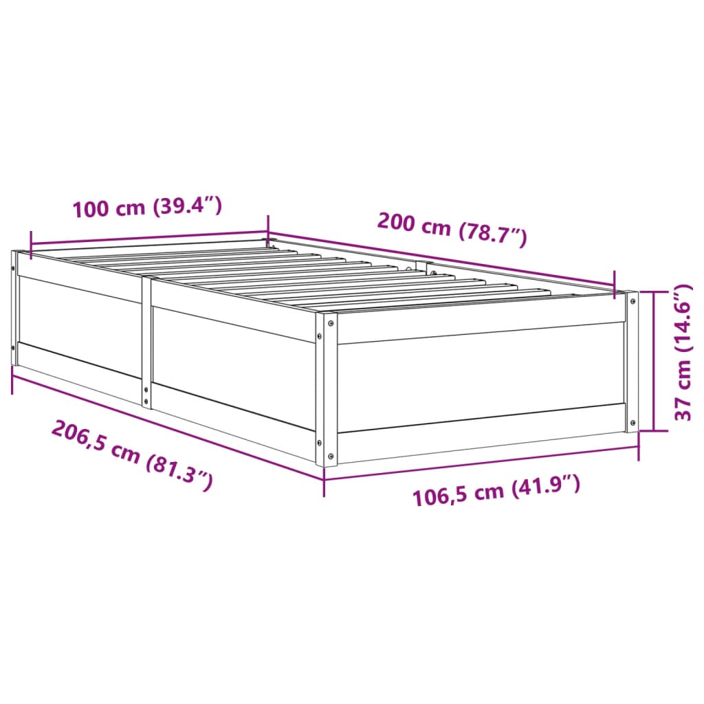 Bedframe zonder matras massief grenenhout wasbruin 100x200 cm is nu te koop bij PeponiXL, paradijselijk wonen!