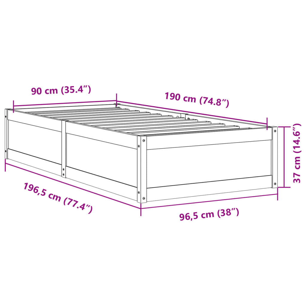 Bedframe zonder matras massief grenenhout wit 90x190 cm is nu te koop bij PeponiXL, paradijselijk wonen!