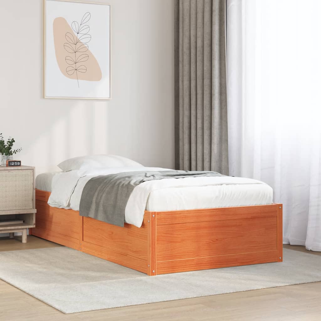 Bedframe zonder matras massief grenenhout wasbruin 75x190 cm is nu te koop bij PeponiXL, paradijselijk wonen!