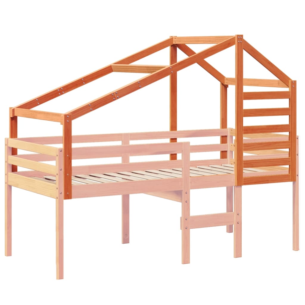 Kinderbedhuisje 188x97x113 cm massief grenenhout wasbruin is nu te koop bij PeponiXL, paradijselijk wonen!