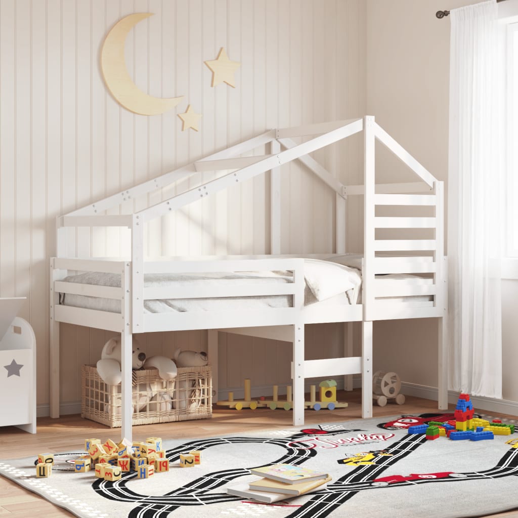 Kinderbedhuisje 188x82x113 cm massief grenenhout wit is nu te koop bij PeponiXL, paradijselijk wonen!