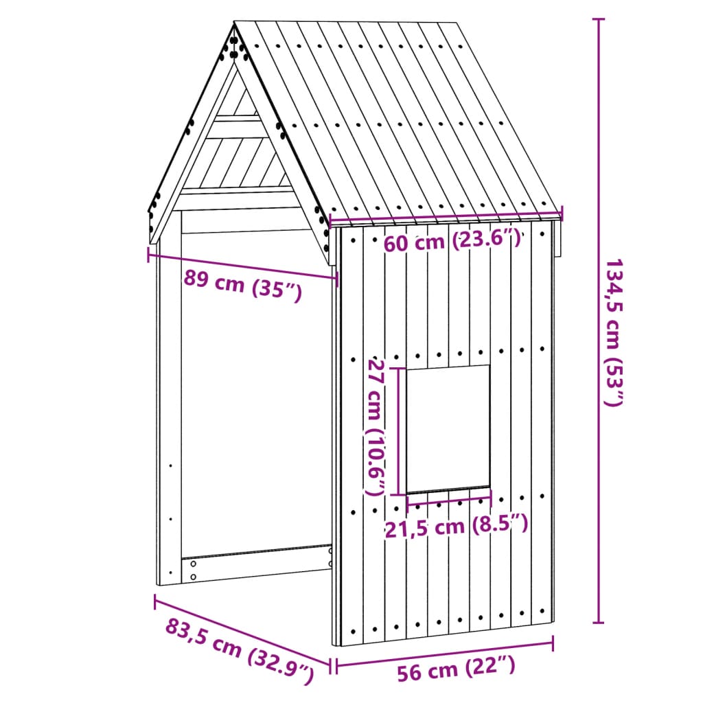 Kinderbedhuisje 60x89x134,5 cm massief grenenhout wasbruin is nu te koop bij PeponiXL, paradijselijk wonen!