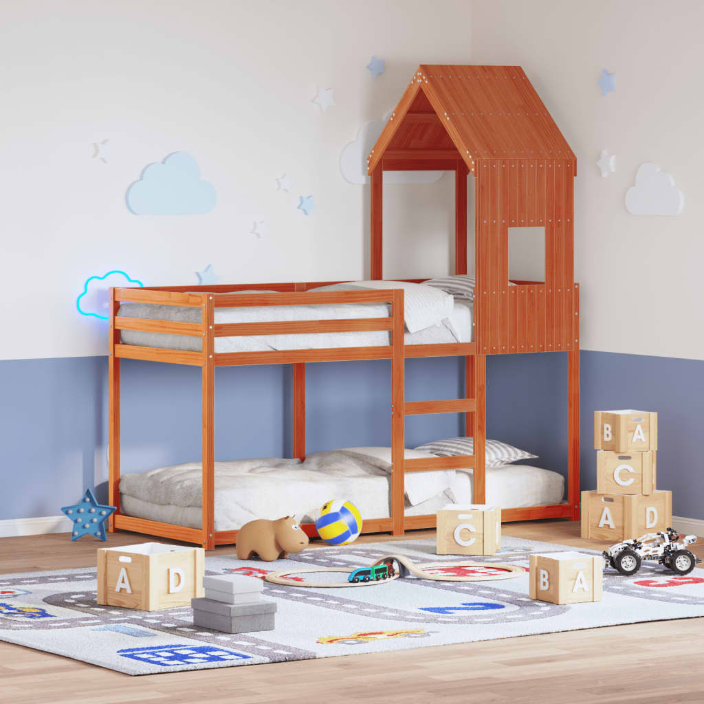 Kinderbedhuisje 60x89x134,5 cm massief grenenhout wasbruin is nu te koop bij PeponiXL, paradijselijk wonen!