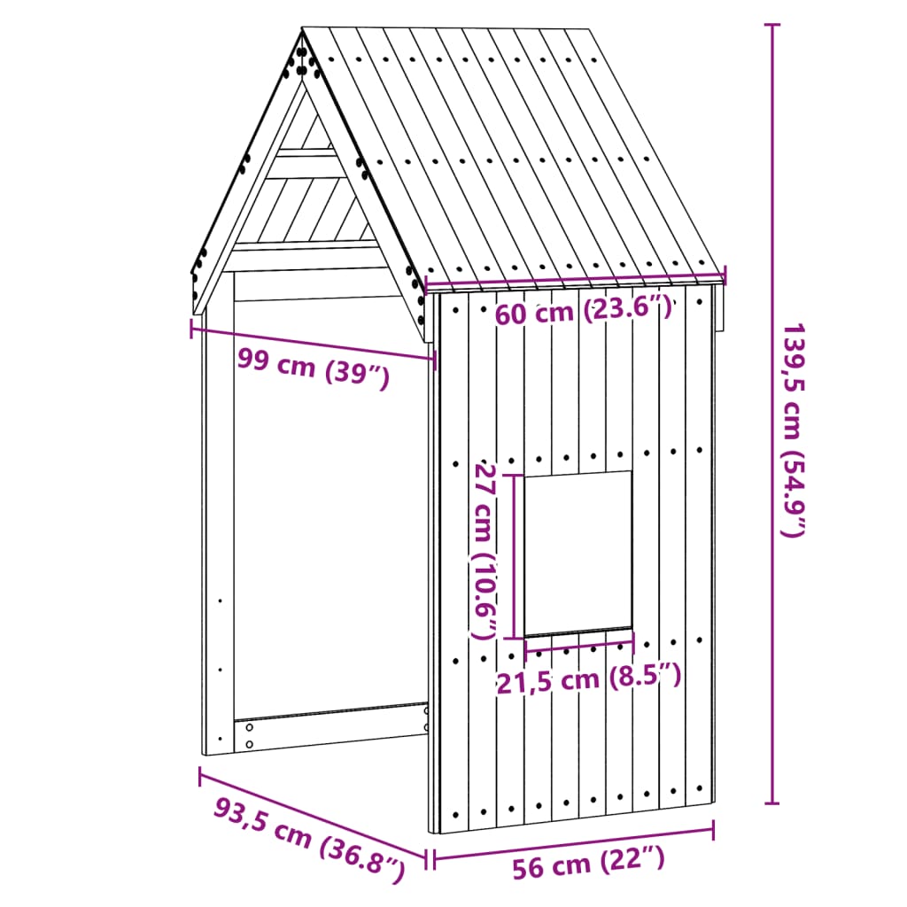 Kinderbedhuisje 60x99x139,5 cm massief grenenhout wasbruin is nu te koop bij PeponiXL, paradijselijk wonen!