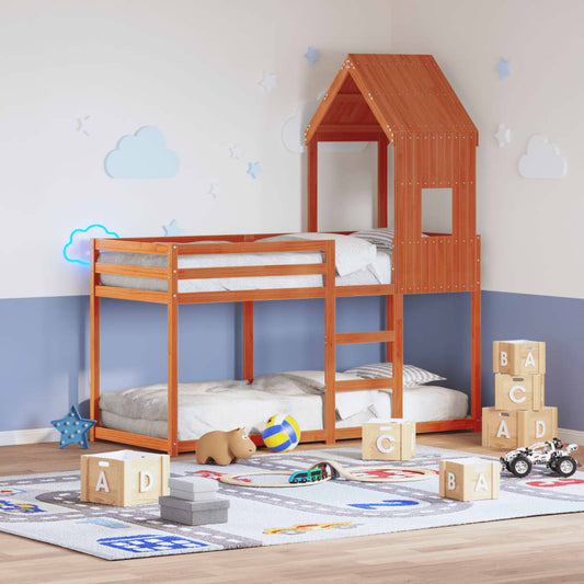 Kinderbedhuisje 60x99x139,5 cm massief grenenhout wasbruin is nu te koop bij PeponiXL, paradijselijk wonen!