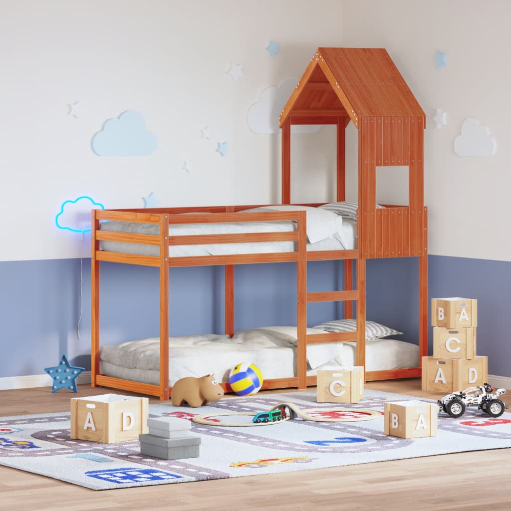 Kinderbedhuisje 55x99x139,5 cm massief grenenhout wasbruin is nu te koop bij PeponiXL, paradijselijk wonen!