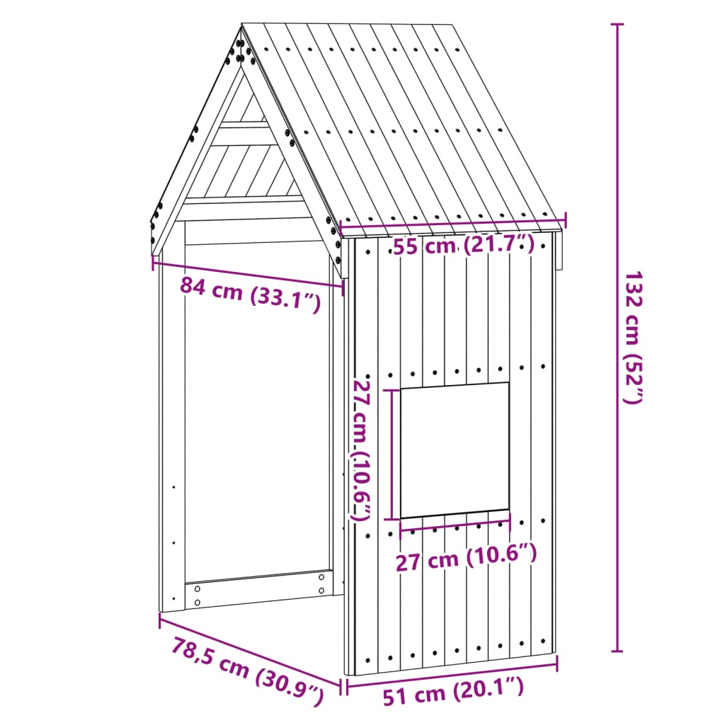 Kinderbedhuisje 55x84x132 cm massief grenenhout is nu te koop bij PeponiXL, paradijselijk wonen!