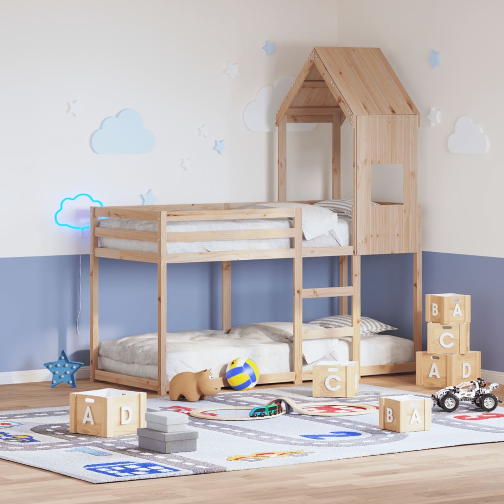 Kinderbedhuisje 55x84x132 cm massief grenenhout is nu te koop bij PeponiXL, paradijselijk wonen!