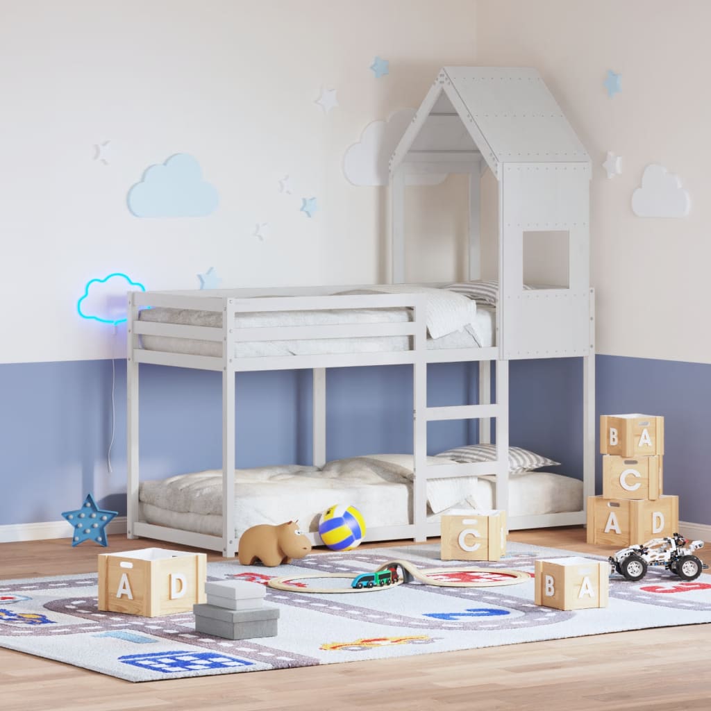 Kinderbedhuisje 55x84x132 cm massief grenenhout wit is nu te koop bij PeponiXL, paradijselijk wonen!