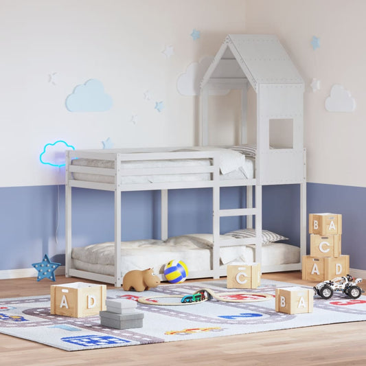 Kinderbedhuisje 55x84x132 cm massief grenenhout wit is nu te koop bij PeponiXL, paradijselijk wonen!