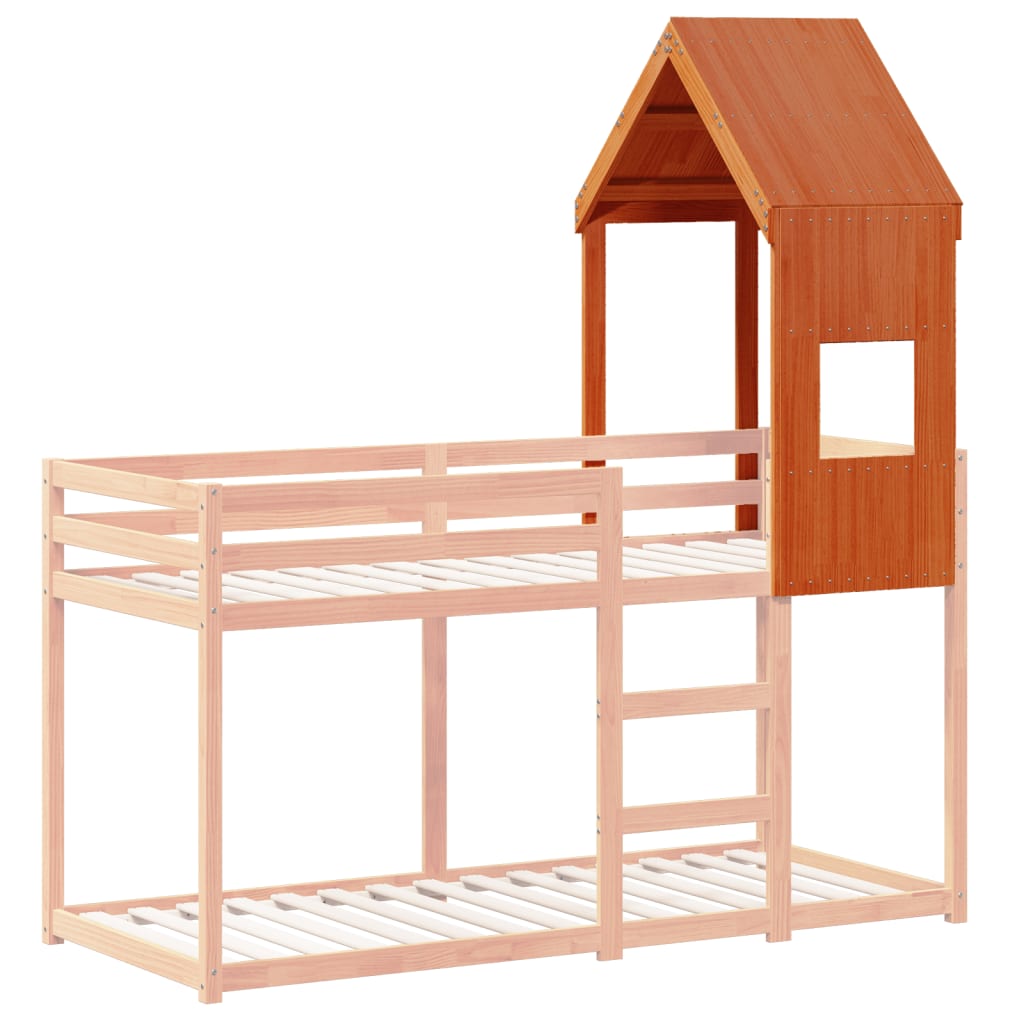 Kinderbedhuisje 55x84x132 cm massief grenenhout wasbruin is nu te koop bij PeponiXL, paradijselijk wonen!