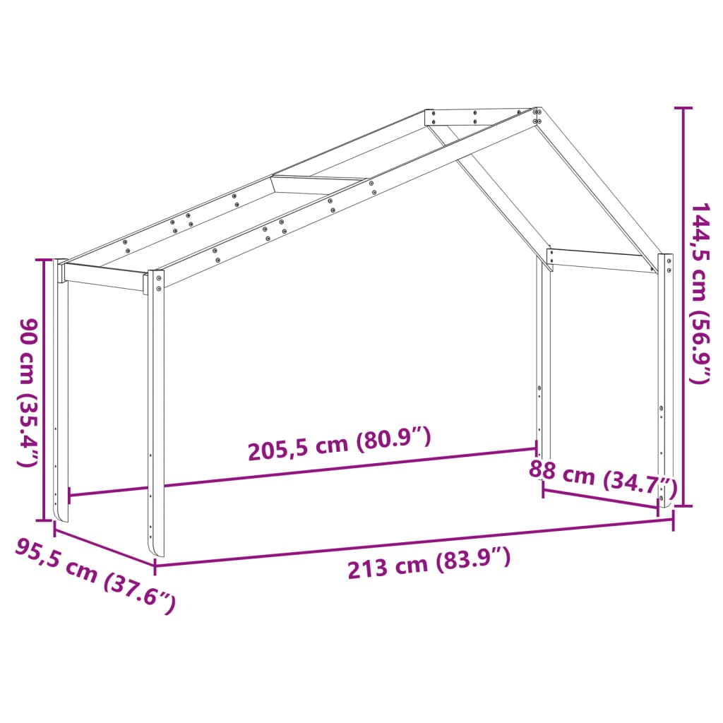 Kinderbedhuisje 213x95,5x144,5 cm massief grenenhout wit is nu te koop bij PeponiXL, paradijselijk wonen!