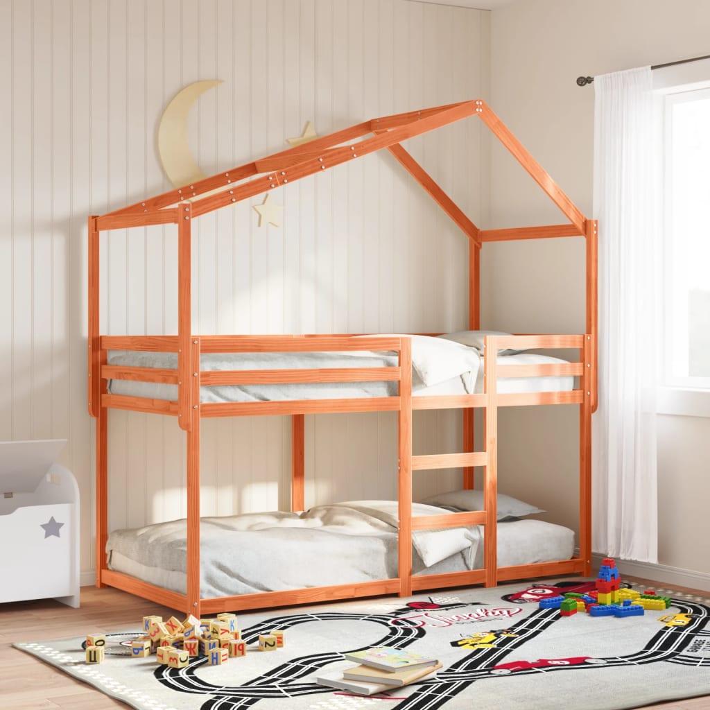Kinderbedhuisje 213x95,5x144,5 cm massief grenenhout wasbruin is nu te koop bij PeponiXL, paradijselijk wonen!