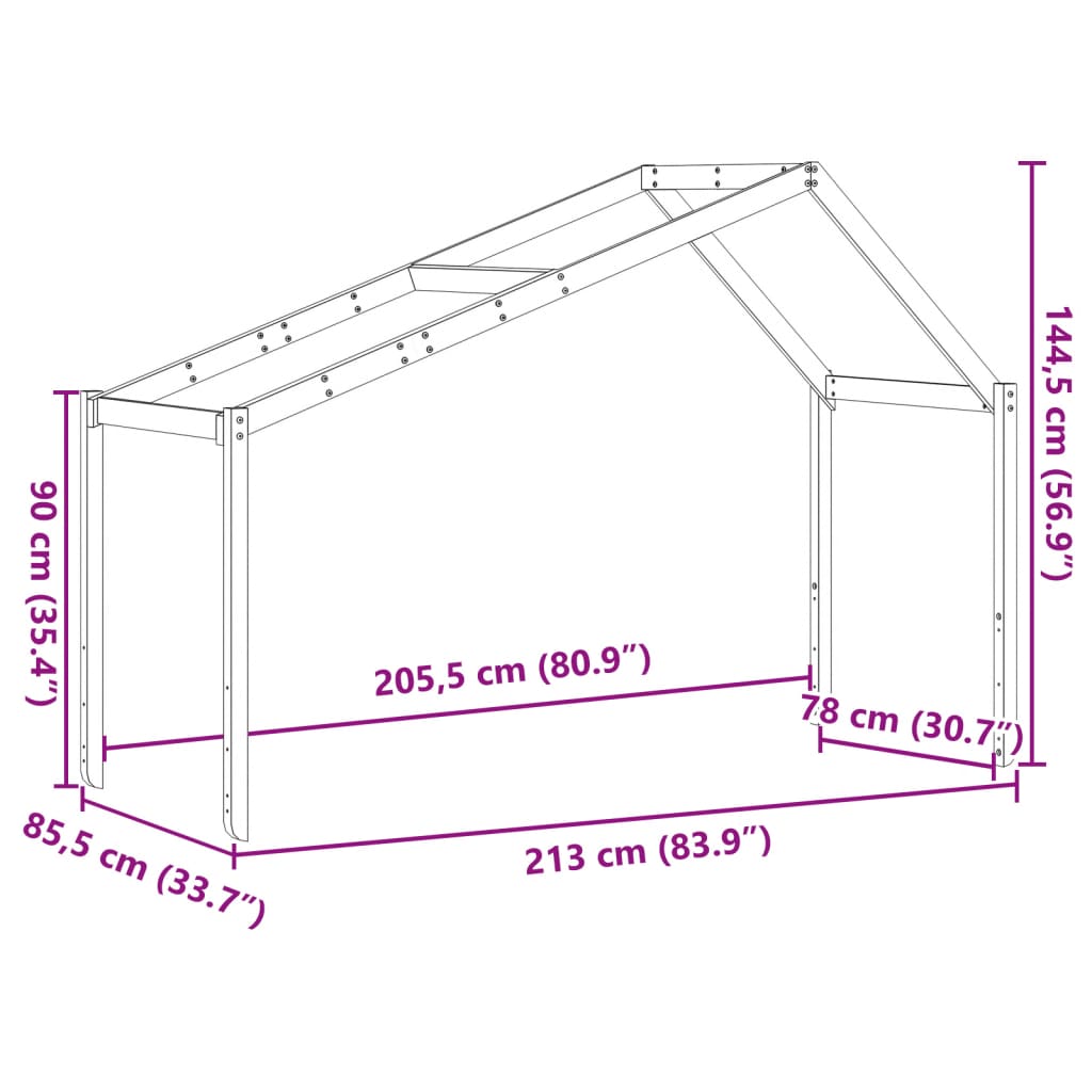 Kinderbedhuisje 213x85,5x144,5 cm massief grenenhout is nu te koop bij PeponiXL, paradijselijk wonen!