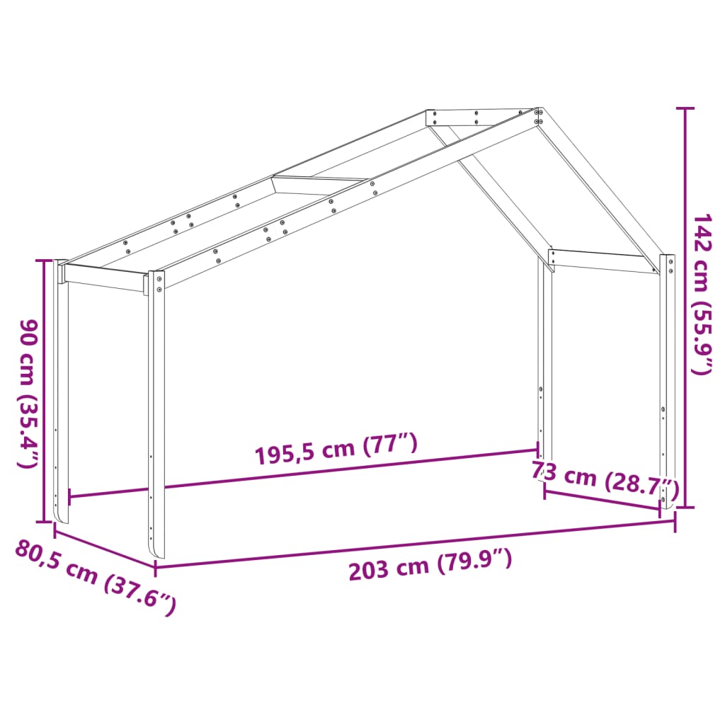 Kinderbedhuisje 203x80,5x142 cm massief grenenhout is nu te koop bij PeponiXL, paradijselijk wonen!