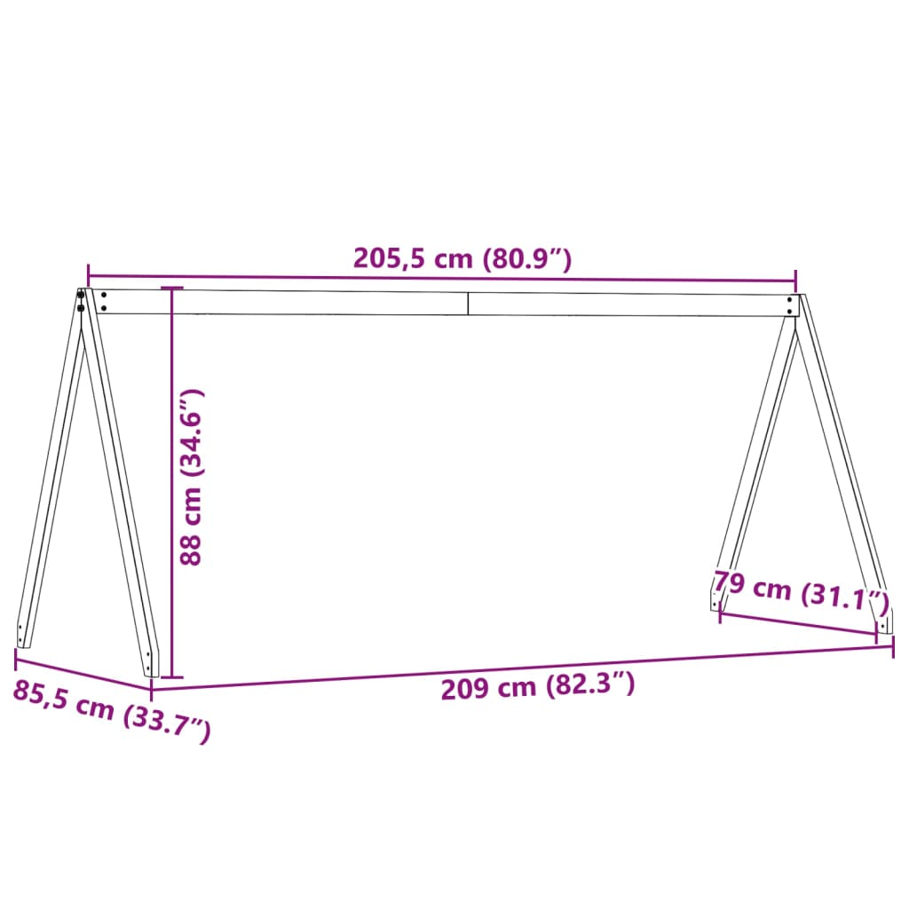 Kinderbedhuisje 209x85,5x88 cm massief grenenhout is nu te koop bij PeponiXL, paradijselijk wonen!