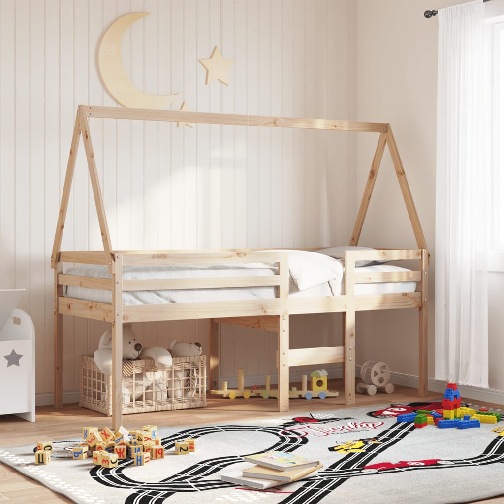 Kinderbedhuisje 209x85,5x88 cm massief grenenhout is nu te koop bij PeponiXL, paradijselijk wonen!