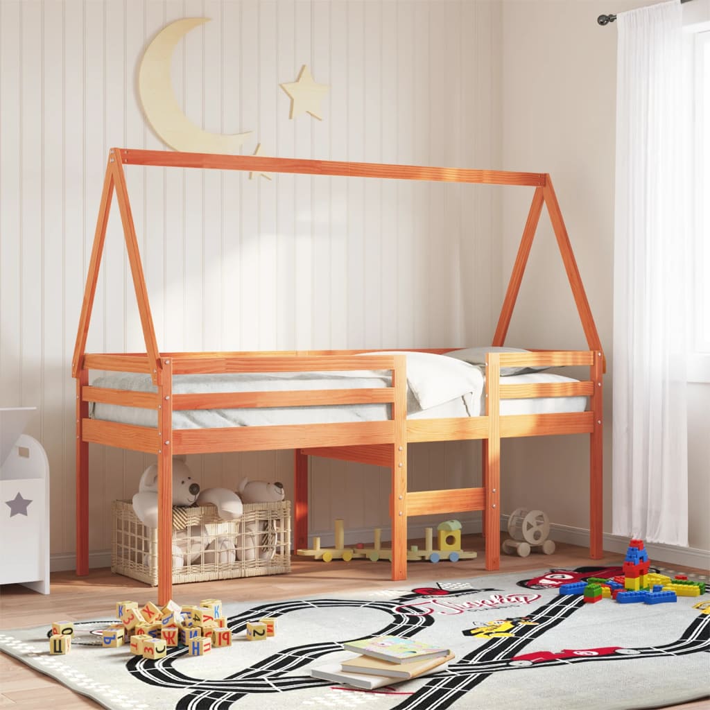 Kinderbedhuisje 199x95,5x88 cm massief grenenhout wasbruin is nu te koop bij PeponiXL, paradijselijk wonen!