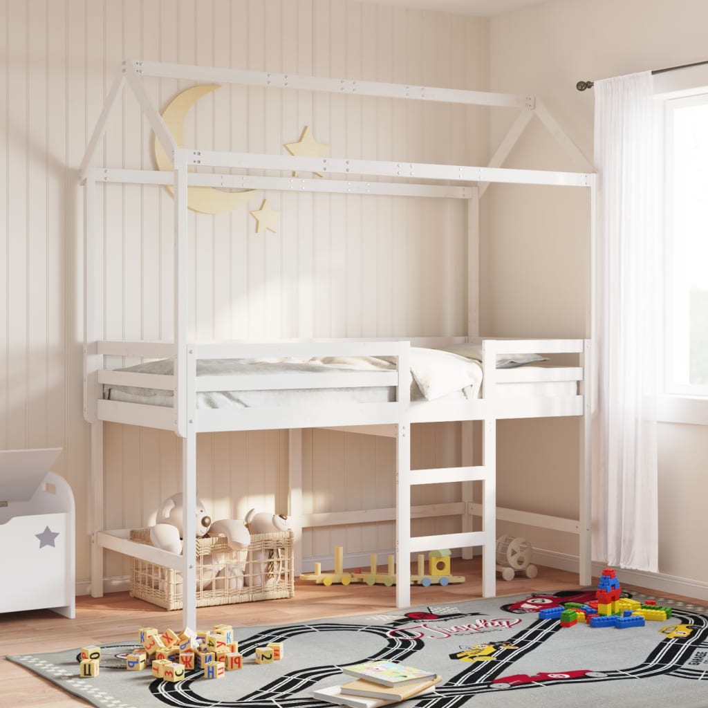 Kinderbedhuisje 217x95,5x159 cm massief grenenhout wit is nu te koop bij PeponiXL, paradijselijk wonen!