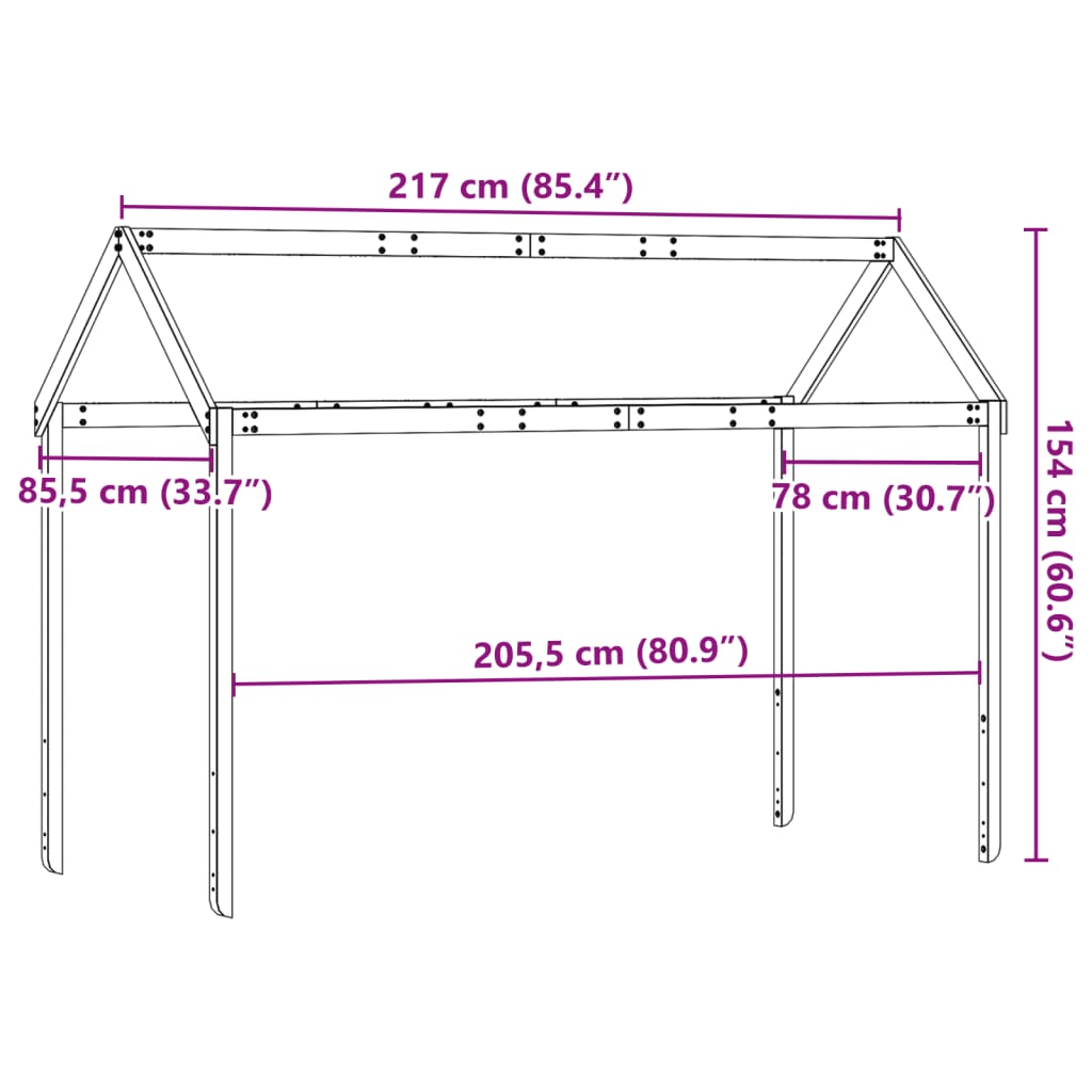 Kinderbedhuisje 217x85,5x154 cm massief grenenhout wasbruin is nu te koop bij PeponiXL, paradijselijk wonen!