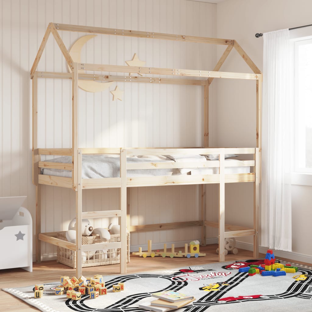 Kinderbedhuisje 207x95,5x159 cm massief grenenhout is nu te koop bij PeponiXL, paradijselijk wonen!