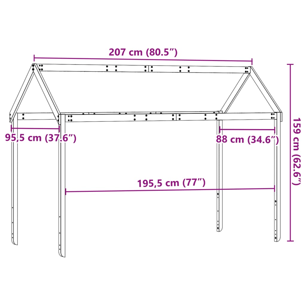 Kinderbedhuisje 207x95,5x159 cm massief grenenhout wasbruin is nu te koop bij PeponiXL, paradijselijk wonen!