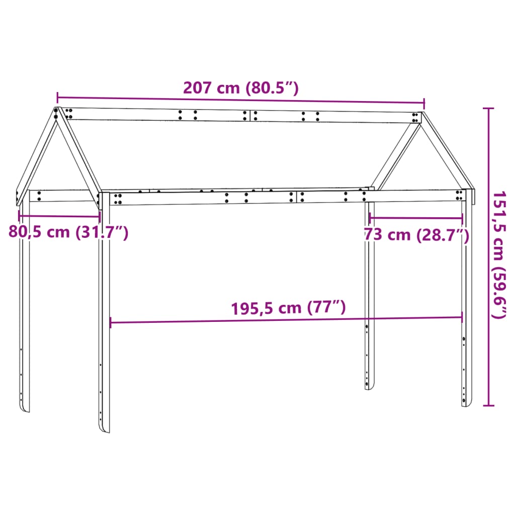 Kinderbedhuisje 207x80,5x151,5 cm massief grenenhout is nu te koop bij PeponiXL, paradijselijk wonen!