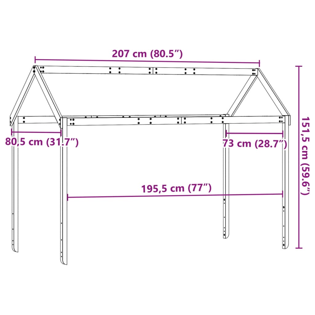 Kinderbedhuisje 207x80,5x151,5 cm massief grenenhout wasbruin is nu te koop bij PeponiXL, paradijselijk wonen!