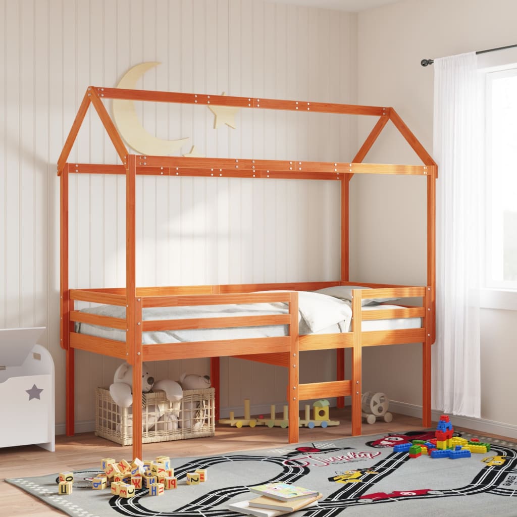 Kinderbedhuisje 207x80,5x151,5 cm massief grenenhout wasbruin is nu te koop bij PeponiXL, paradijselijk wonen!