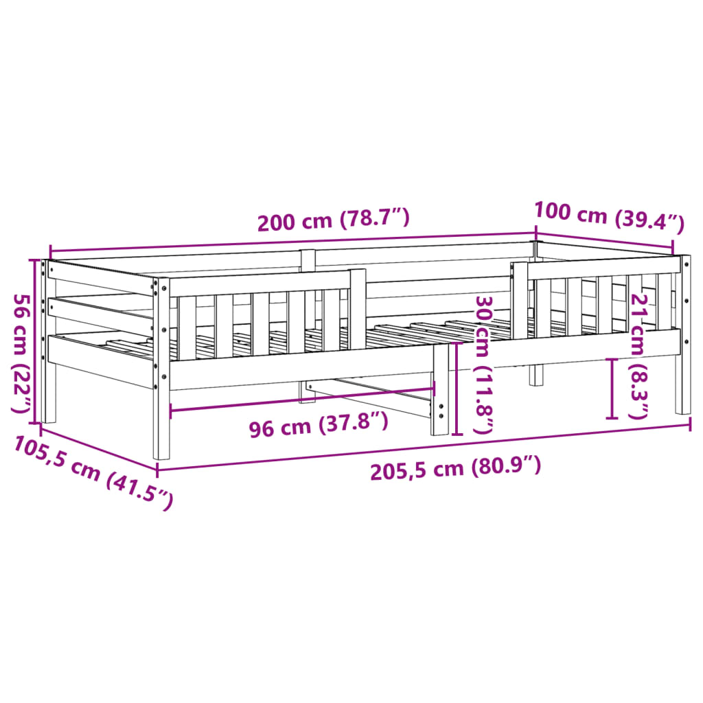 Bedframe zonder matras massief grenenhout 100x200 cm is nu te koop bij PeponiXL, paradijselijk wonen!