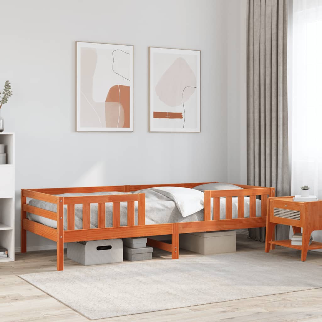 Bedframe zonder matras massief grenenhout wasbruin 100x200 cm is nu te koop bij PeponiXL, paradijselijk wonen!