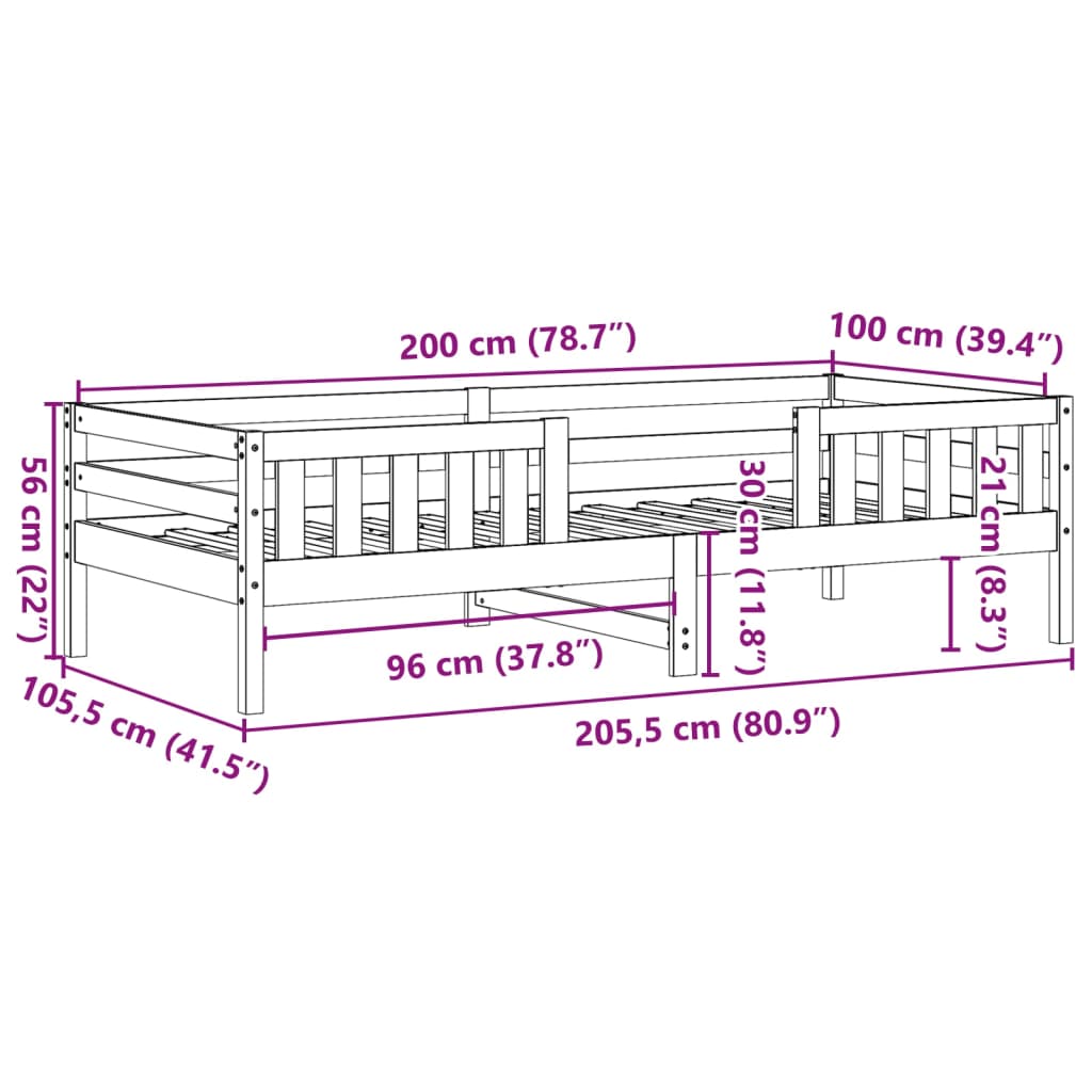 Bedframe zonder matras massief grenenhout wasbruin 100x200 cm is nu te koop bij PeponiXL, paradijselijk wonen!