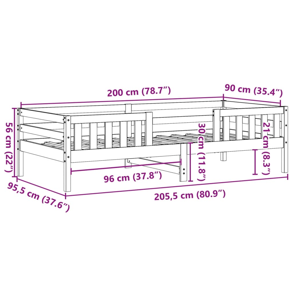 Bedframe zonder matras massief grenenhout 90x200 cm is nu te koop bij PeponiXL, paradijselijk wonen!