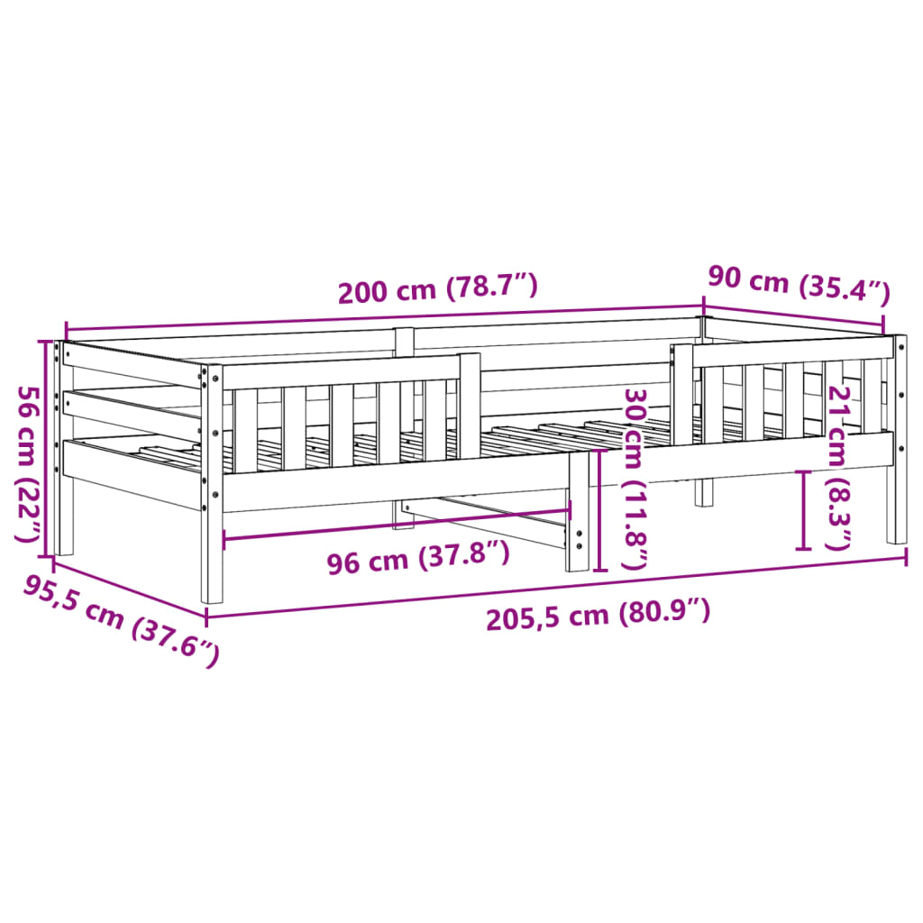 Bedframe zonder matras massief grenenhout wasbruin 90x200 cm is nu te koop bij PeponiXL, paradijselijk wonen!