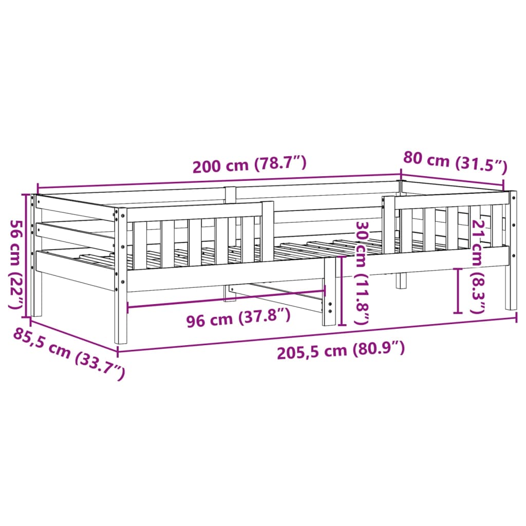 Bedframe zonder matras massief grenenhout wasbruin 80x200 cm is nu te koop bij PeponiXL, paradijselijk wonen!