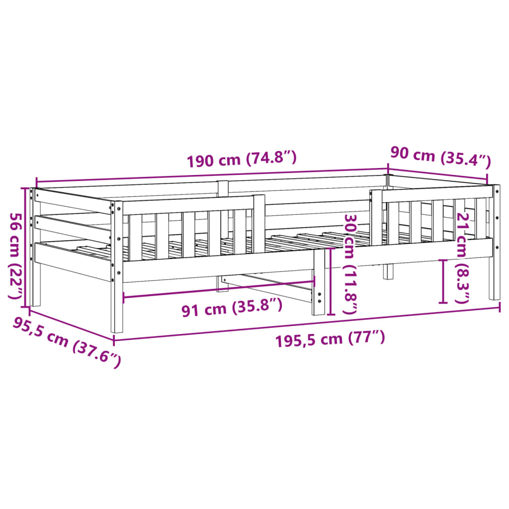 Bedframe zonder matras massief grenenhout 90x190 cm is nu te koop bij PeponiXL, paradijselijk wonen!