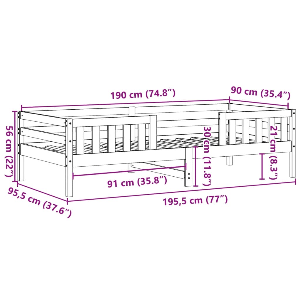 Bedframe zonder matras massief grenenhout wit 90x190 cm is nu te koop bij PeponiXL, paradijselijk wonen!
