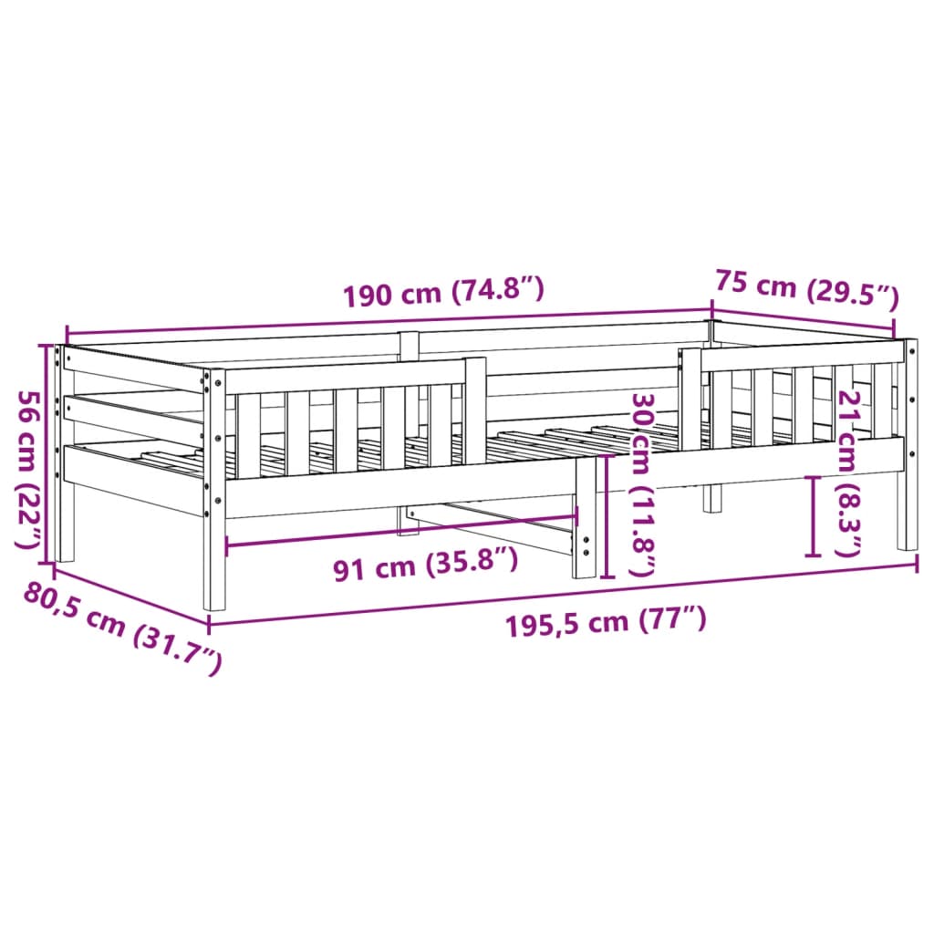 Bedframe zonder matras massief grenenhout wit 75x190 cm is nu te koop bij PeponiXL, paradijselijk wonen!