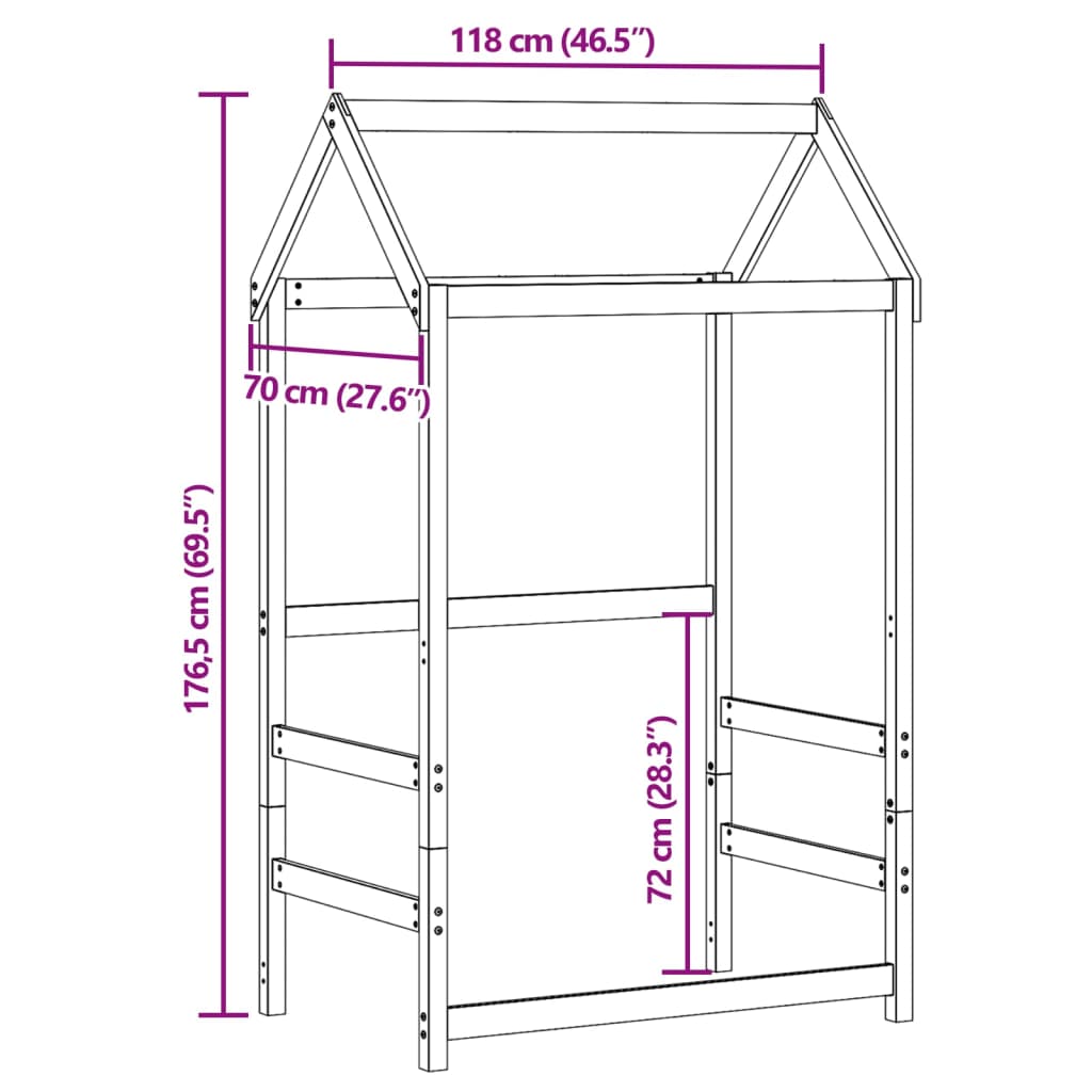 Kinderbedhuisje 118x70x176,5 cm massief grenenhout wasbruin is nu te koop bij PeponiXL, paradijselijk wonen!