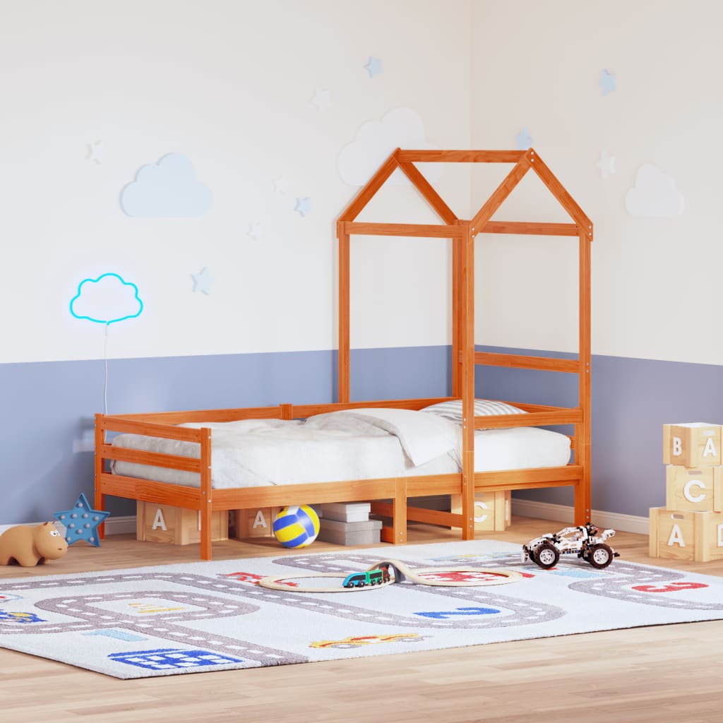 Kinderbedhuisje 118x70x176,5 cm massief grenenhout wasbruin is nu te koop bij PeponiXL, paradijselijk wonen!