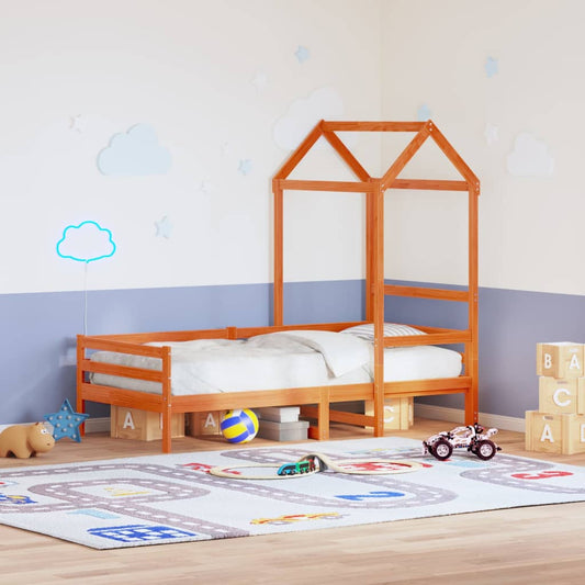 Kinderbedhuisje 108x70x176,5 cm massief grenenhout wasbruin is nu te koop bij PeponiXL, paradijselijk wonen!