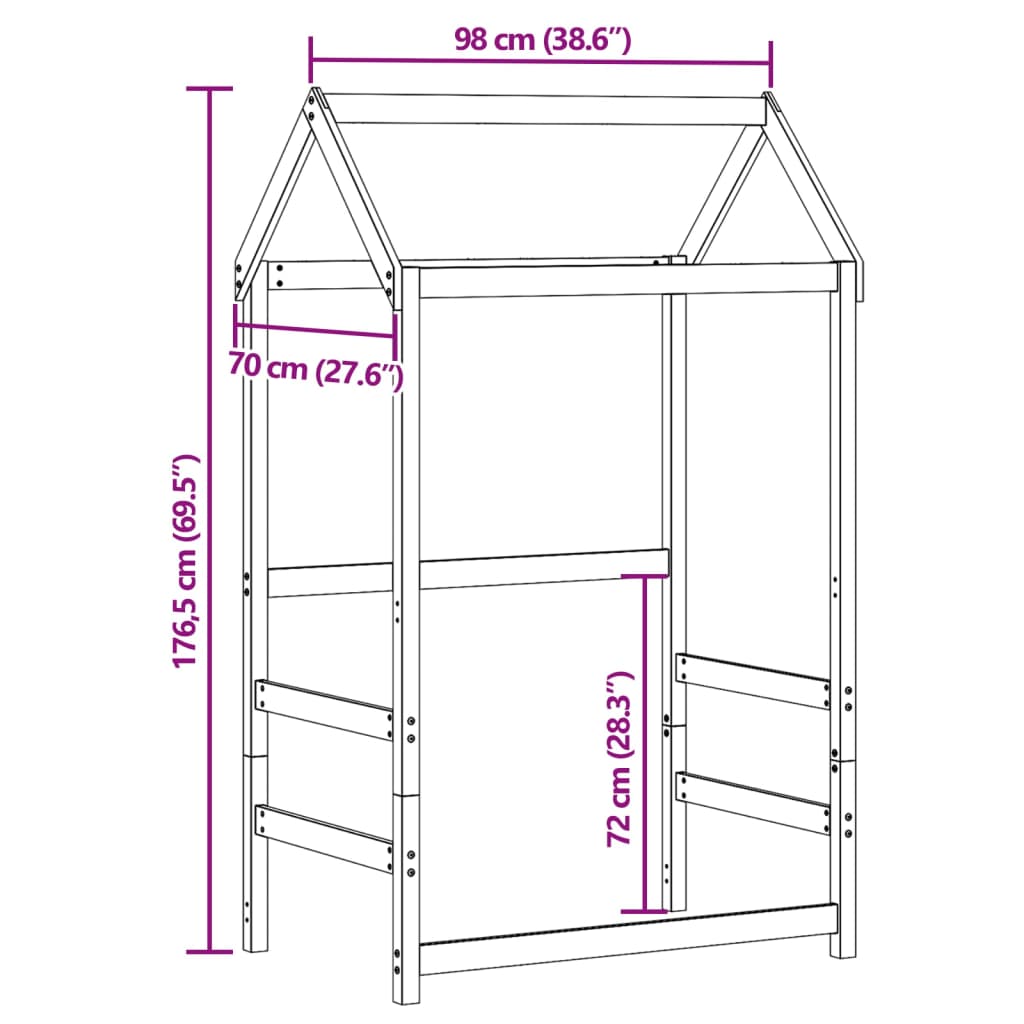 Kinderbedhuisje 98x70x176,5 cm massief grenenhout is nu te koop bij PeponiXL, paradijselijk wonen!