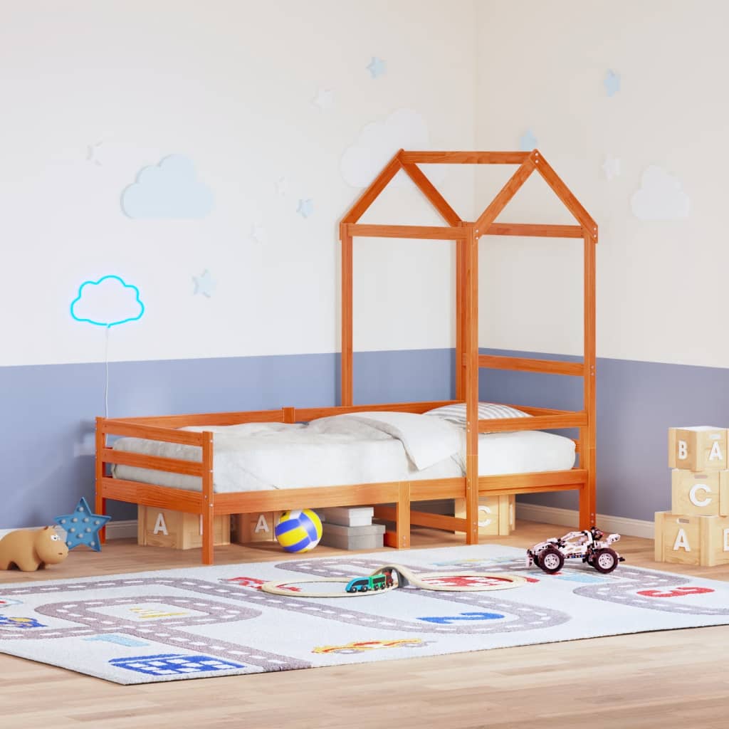 Kinderbedhuisje 98x70x176,5 cm massief grenenhout wasbruin is nu te koop bij PeponiXL, paradijselijk wonen!